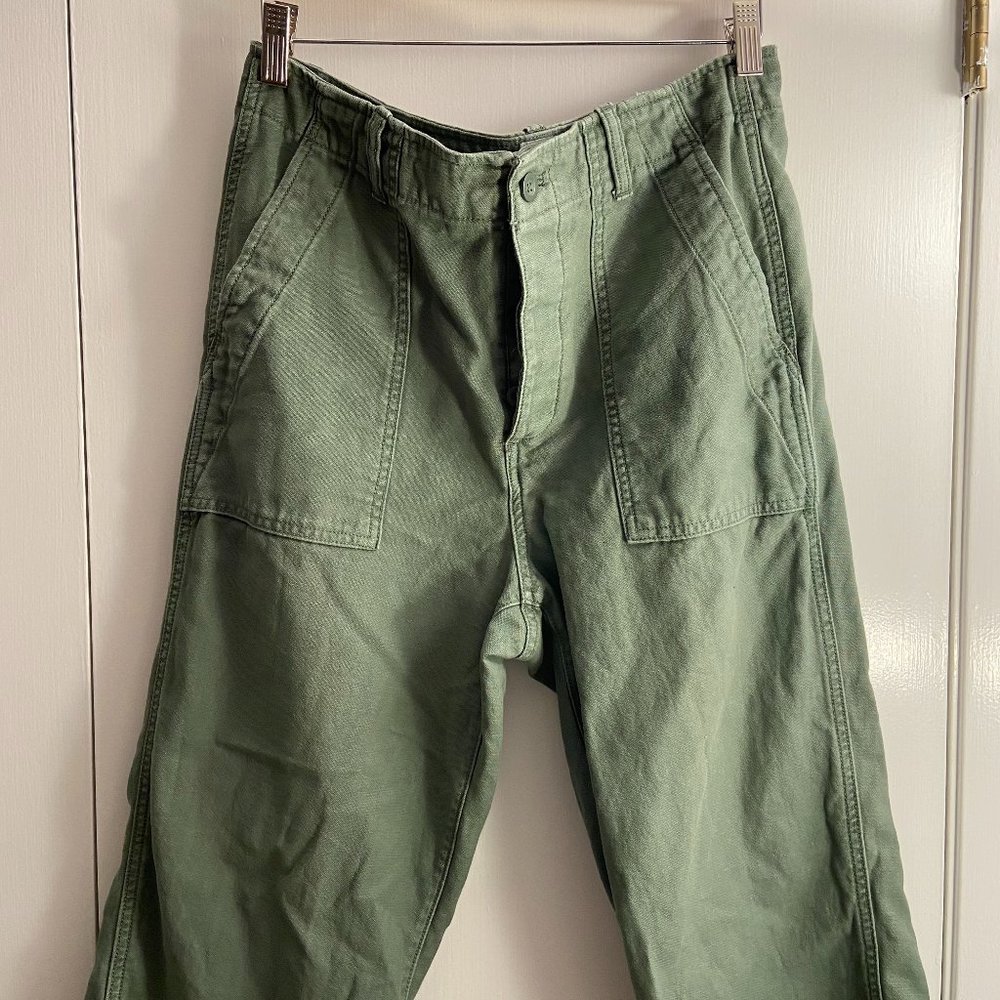cute green khaki straight leg pants!